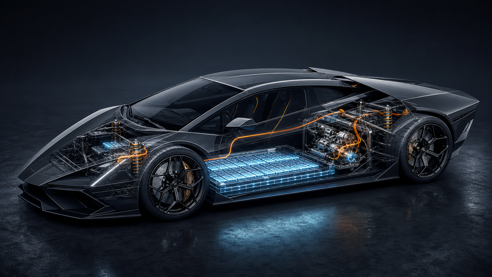 Hybrid supercar technical visualization